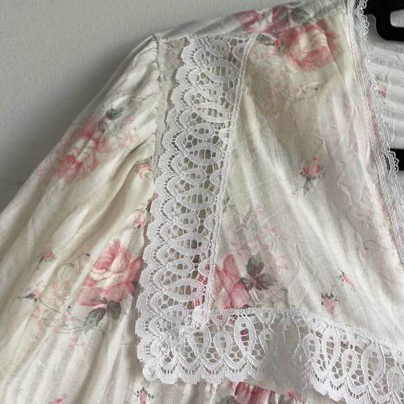 Vintag Willow Creek pearl button sailor collar lace trim shabby chic cottagecore - Picture 7 of 12